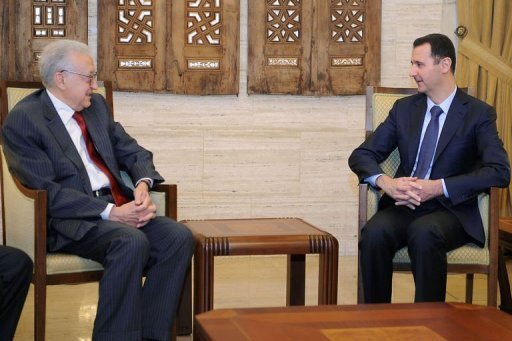 Lakhdar Brahimi et Bachar Al-Assad /crédits photo/Sana