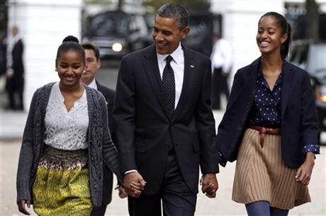 Obama et ses filles, Sasha, 11 ans et Malia, 14 ans